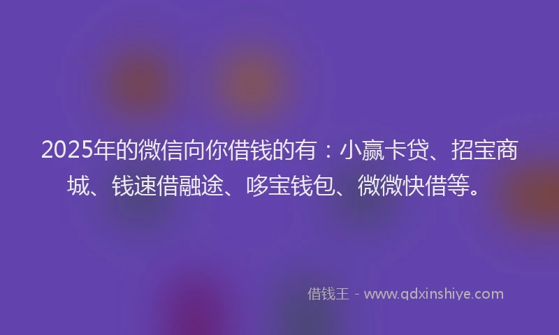 2025年的微信向你借钱的有：小赢卡贷、招宝商城、钱速借融途、哆宝钱包、微微快借等。
