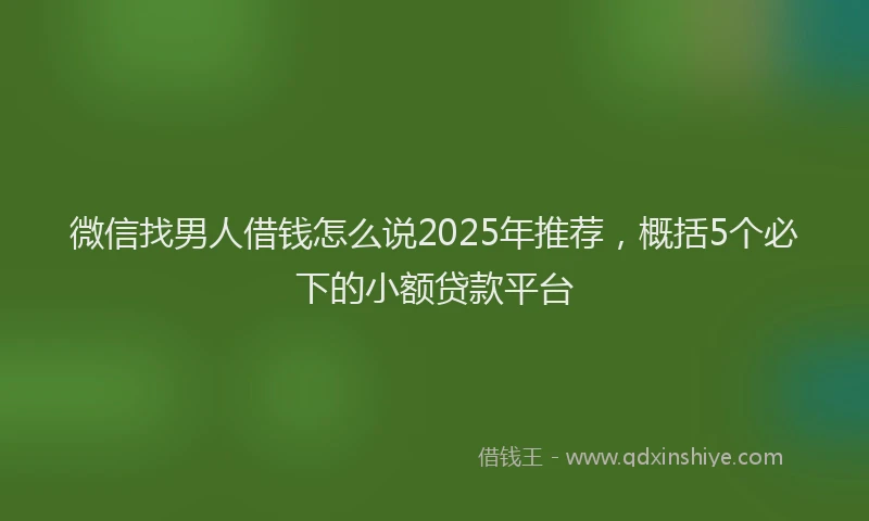 微信找男人借钱怎么说2025年推荐，概括5个必下的小额贷款平台