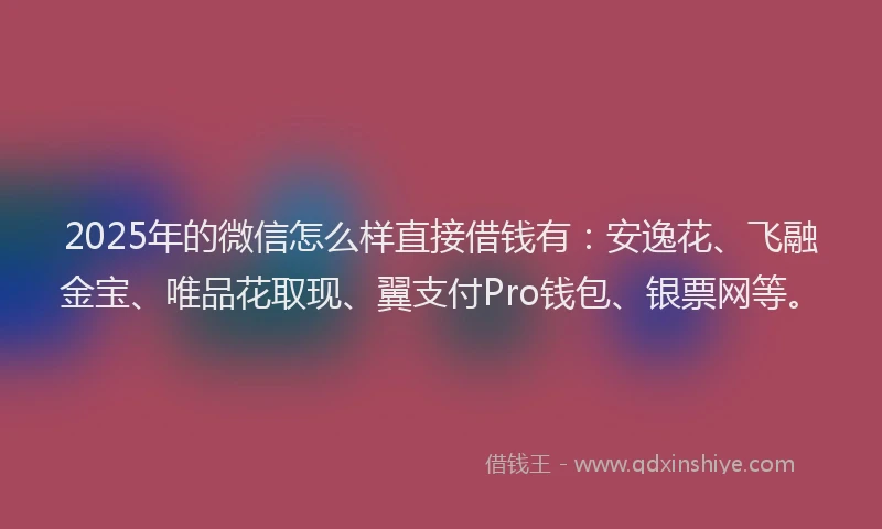 2025年的微信怎么样直接借钱有：安逸花、飞融金宝、唯品花取现、翼支付Pro钱包、银票网等。