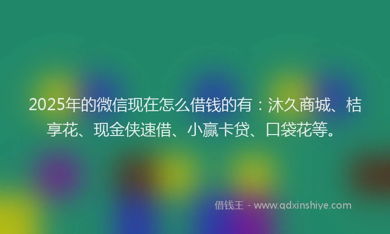 2025年的微信现在怎么借钱的有：沐久商城、桔享花、现金侠速借、小赢卡贷、口袋花等。