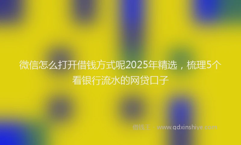 微信怎么打开借钱方式呢2025年精选，梳理5个看银行流水的网贷口子