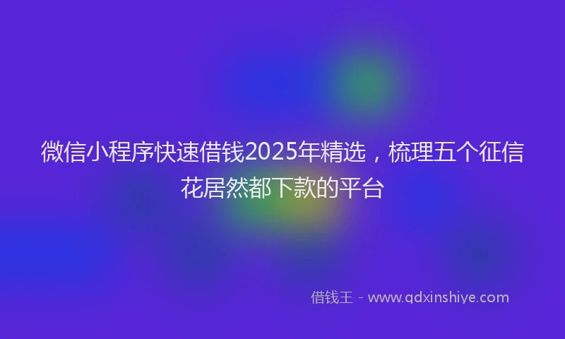 微信小程序快速借钱2025年精选，梳理五个征信花居然都下款的平台