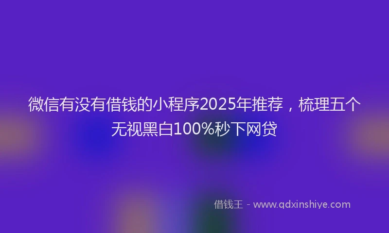 微信有没有借钱的小程序2025年推荐，梳理五个无视黑白100%秒下网贷
