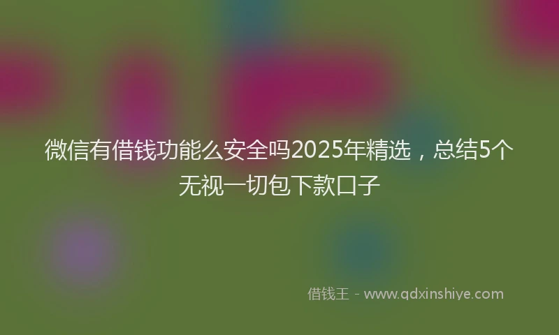 微信有借钱功能么安全吗2025年精选，总结5个无视一切包下款口子