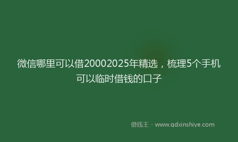 微信哪里可以借20002025年精选，梳理5个手机可以临时借钱的口子