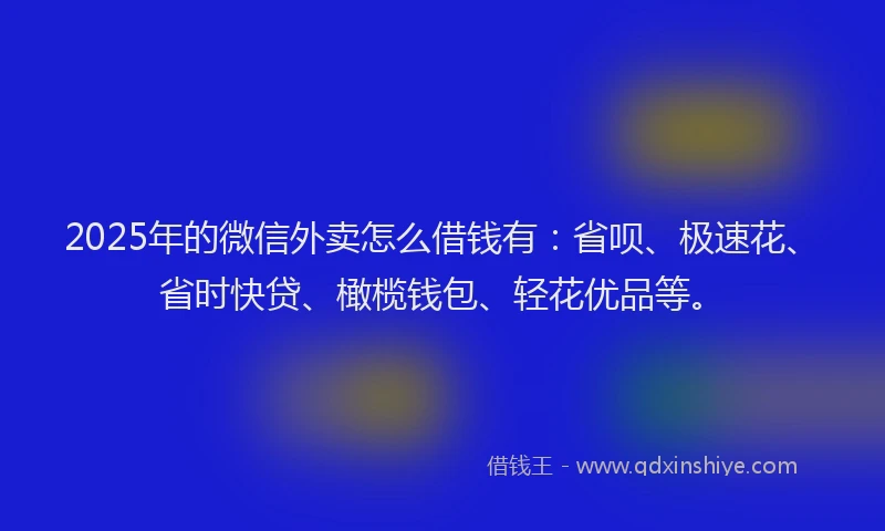 2025年的微信外卖怎么借钱有：省呗、极速花、省时快贷、橄榄钱包、轻花优品等。