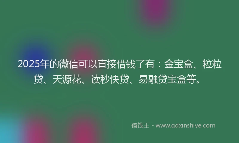 2025年的微信可以直接借钱了有：金宝盒、粒粒贷、天源花、读秒快贷、易融贷宝盒等。