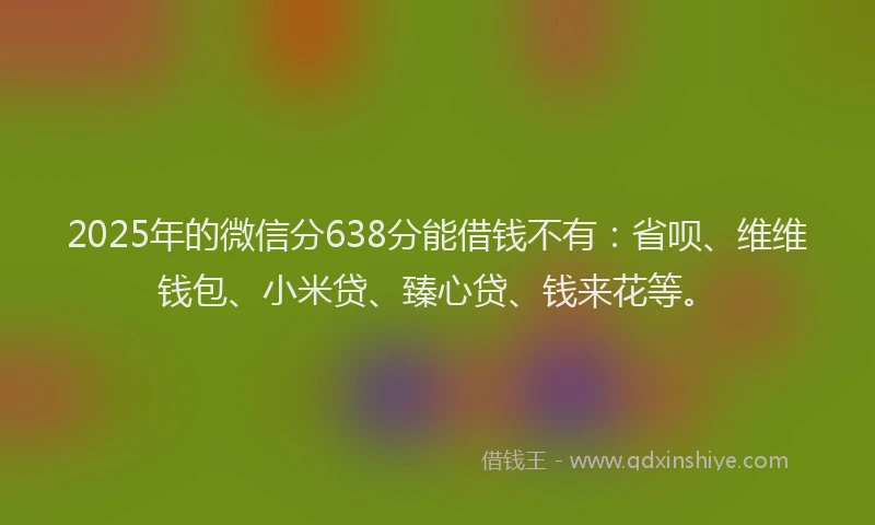 2025年的微信分638分能借钱不有：省呗、维维钱包、小米贷、臻心贷、钱来花等。