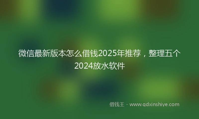 微信最新版本怎么借钱2025年推荐，整理五个2024放水软件