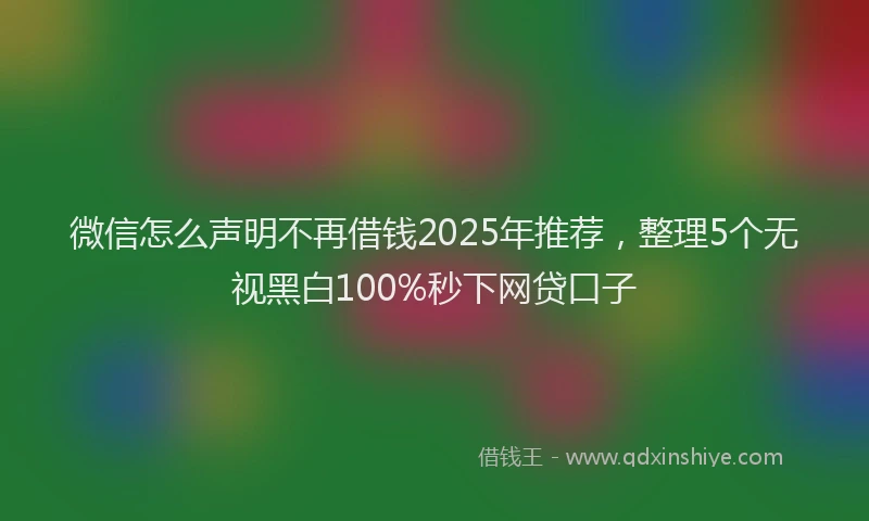 微信怎么声明不再借钱2025年推荐，整理5个无视黑白100%秒下网贷口子