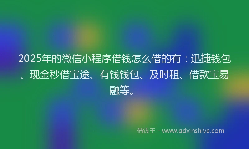 2025年的微信小程序借钱怎么借的有：迅捷钱包、现金秒借宝途、有钱钱包、及时租、借款宝易融等。