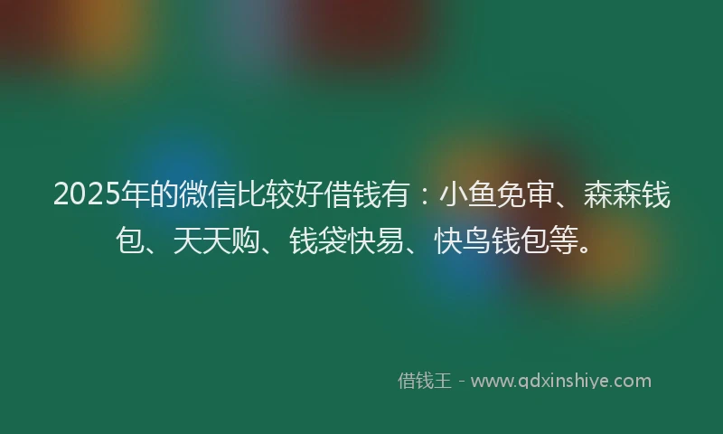 2025年的微信比较好借钱有：小鱼免审、森森钱包、天天购、钱袋快易、快鸟钱包等。