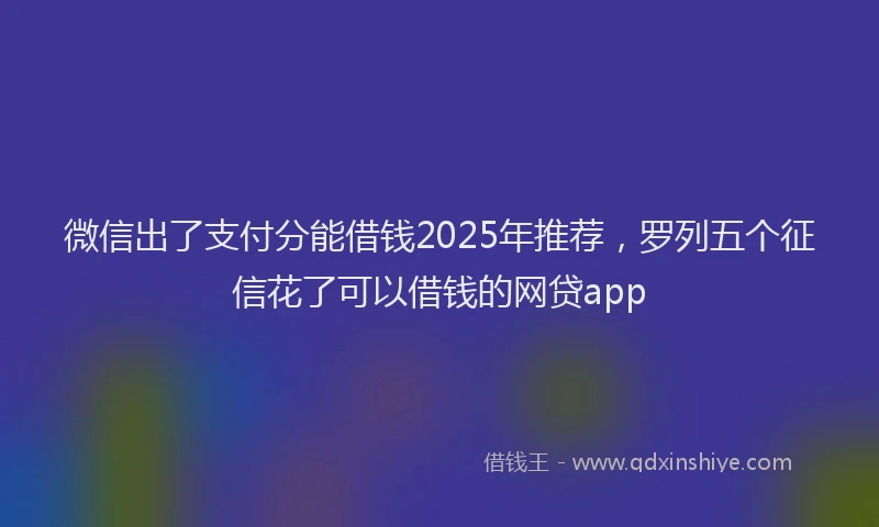 微信出了支付分能借钱2025年推荐，罗列五个征信花了可以借钱的网贷app
