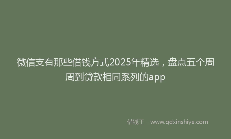 微信支有那些借钱方式2025年精选，盘点五个周周到贷款相同系列的app