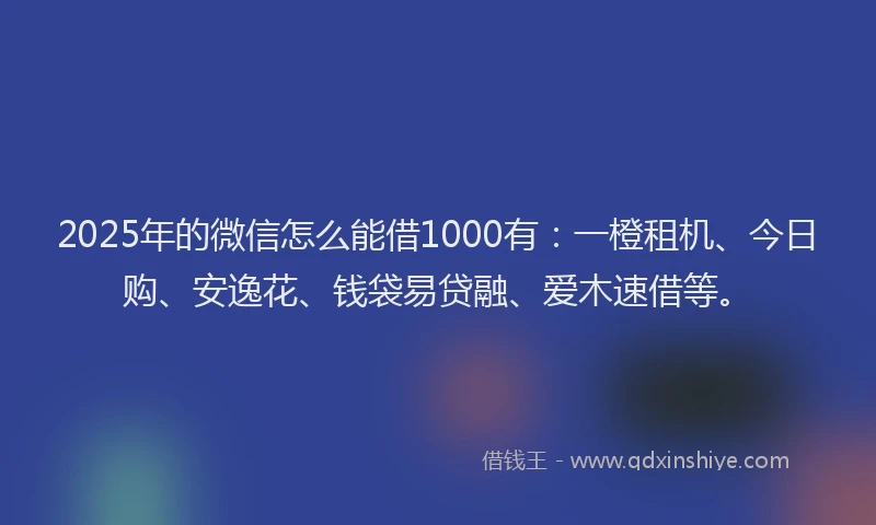 2025年的微信怎么能借1000有：一橙租机、今日购、安逸花、钱袋易贷融、爱木速借等。
