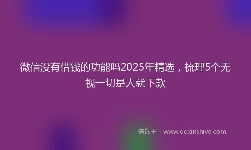 微信没有借钱的功能吗2025年精选，梳理5个无视一切是人就下款