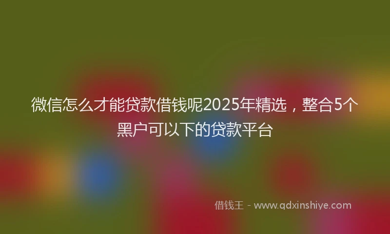 微信怎么才能贷款借钱呢2025年精选，整合5个黑户可以下的贷款平台
