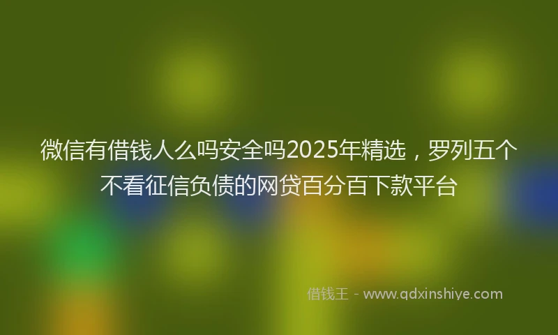 微信有借钱人么吗安全吗2025年精选，罗列五个不看征信负债的网贷百分百下款平台