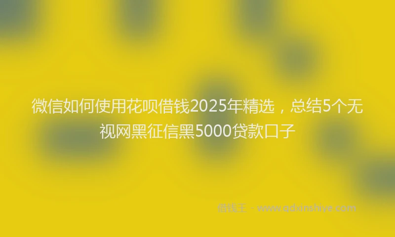 微信如何使用花呗借钱2025年精选，总结5个无视网黑征信黑5000贷款口子