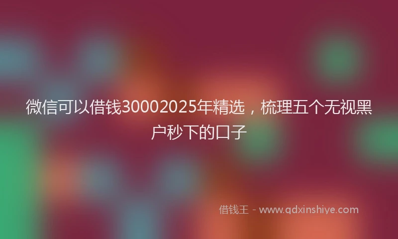 微信可以借钱30002025年精选，梳理五个无视黑户秒下的口子