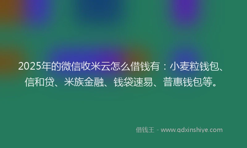2025年的微信收米云怎么借钱有：小麦粒钱包、信和贷、米族金融、钱袋速易、普惠钱包等。