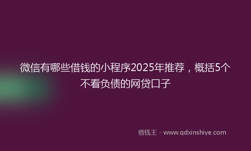 微信有哪些借钱的小程序2025年推荐，概括5个不看负债的网贷口子