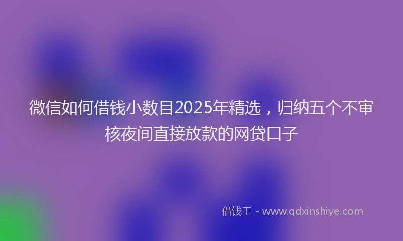 微信如何借钱小数目2025年精选，归纳五个不审核夜间直接放款的网贷口子