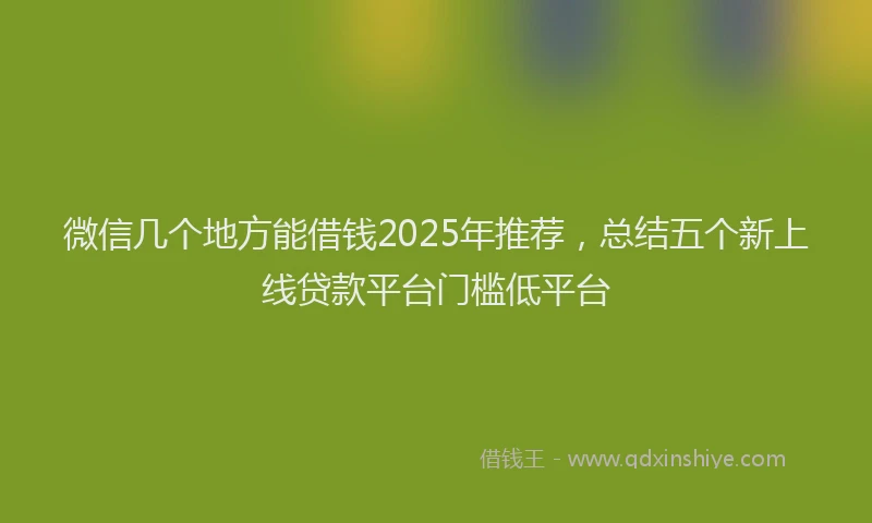 微信几个地方能借钱2025年推荐，总结五个新上线贷款平台门槛低平台