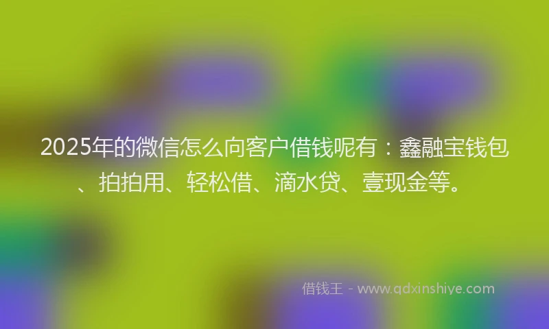 2025年的微信怎么向客户借钱呢有：鑫融宝钱包、拍拍用、轻松借、滴水贷、壹现金等。