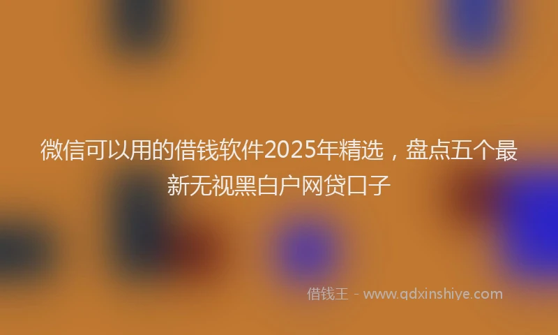 微信可以用的借钱软件2025年精选，盘点五个最新无视黑白户网贷口子