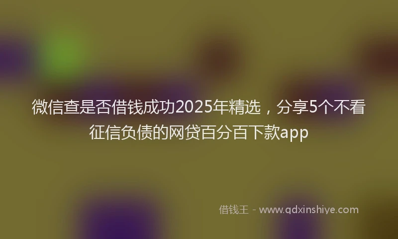 微信查是否借钱成功2025年精选，分享5个不看征信负债的网贷百分百下款app