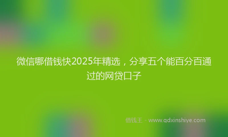微信哪借钱快2025年精选，分享五个能百分百通过的网贷口子