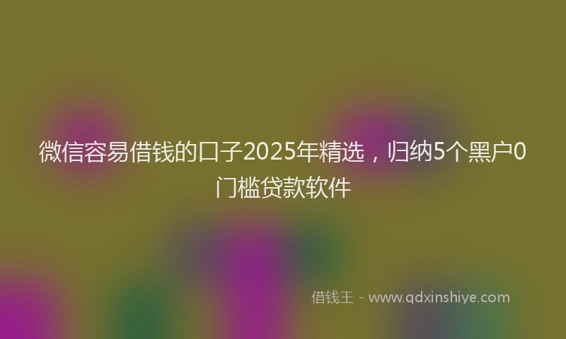 微信容易借钱的口子2025年精选，归纳5个黑户0门槛贷款软件