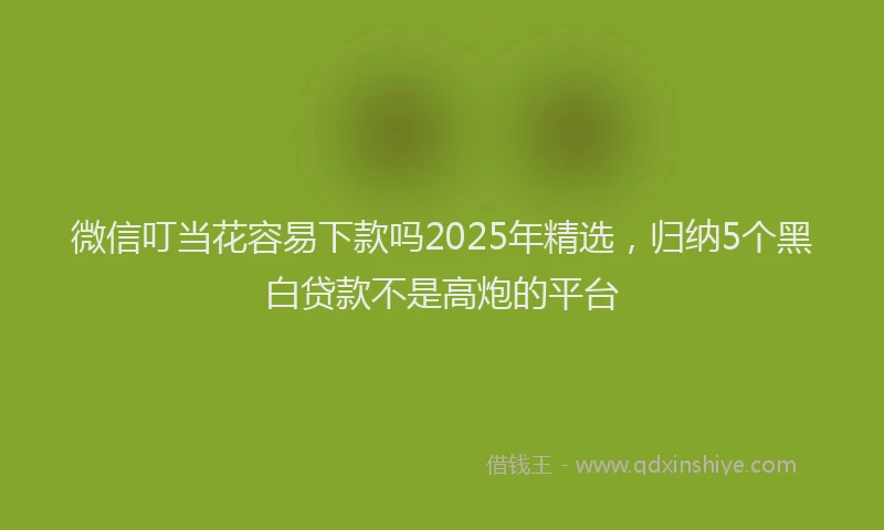 微信叮当花容易下款吗2025年精选，归纳5个黑白贷款不是高炮的平台