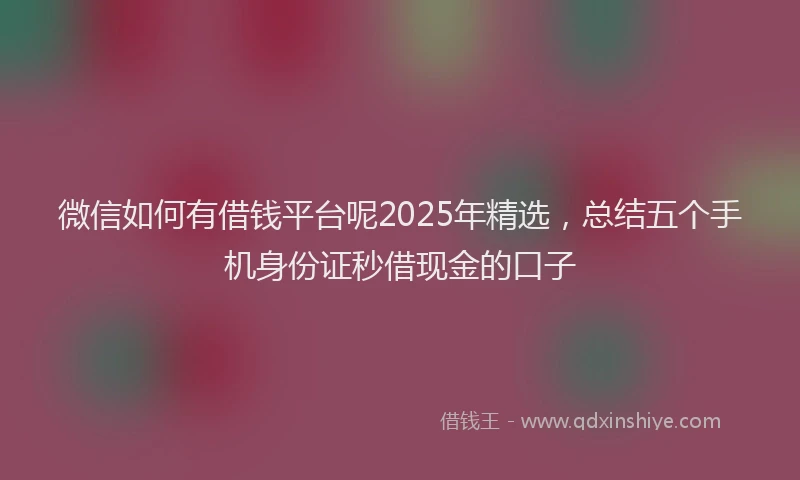 微信如何有借钱平台呢2025年精选，总结五个手机身份证秒借现金的口子