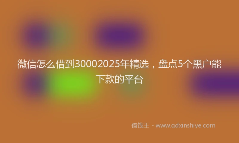 微信怎么借到30002025年精选，盘点5个黑户能下款的平台
