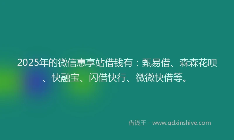 2025年的微信惠享站借钱有：甄易借、森森花呗、快融宝、闪借快行、微微快借等。