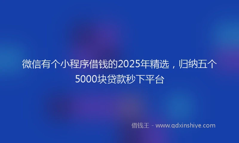 微信有个小程序借钱的2025年精选，归纳五个5000块贷款秒下平台