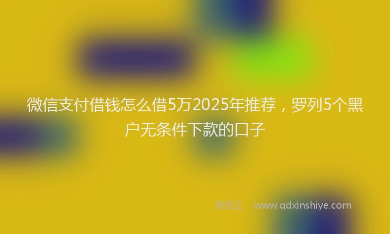 微信支付借钱怎么借5万2025年推荐，罗列5个黑户无条件下款的口子