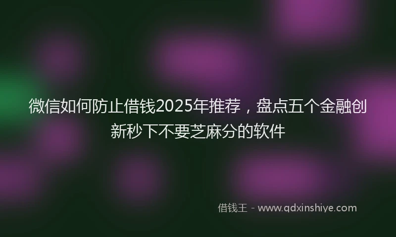 微信如何防止借钱2025年推荐，盘点五个金融创新秒下不要芝麻分的软件