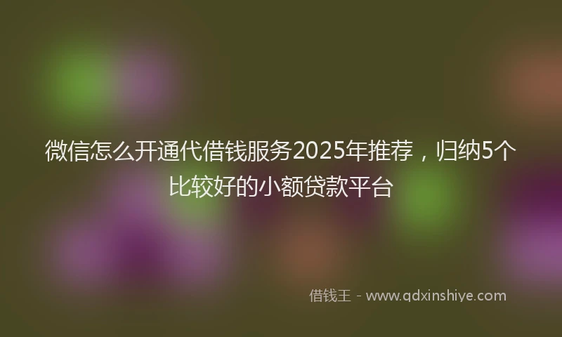 微信怎么开通代借钱服务2025年推荐，归纳5个比较好的小额贷款平台
