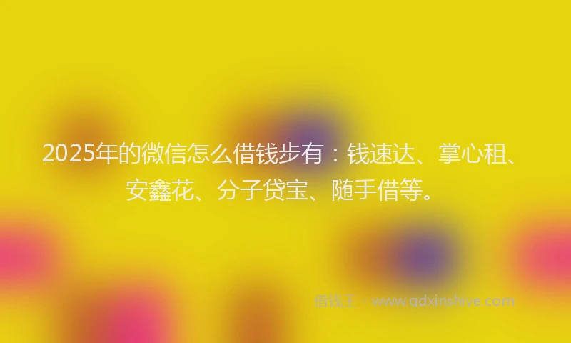 2025年的微信怎么借钱步有：钱速达、掌心租、安鑫花、分子贷宝、随手借等。