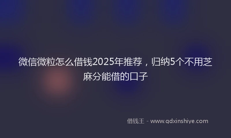 微信微粒怎么借钱2025年推荐，归纳5个不用芝麻分能借的口子
