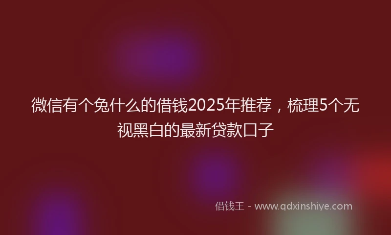 微信有个兔什么的借钱2025年推荐，梳理5个无视黑白的最新贷款口子