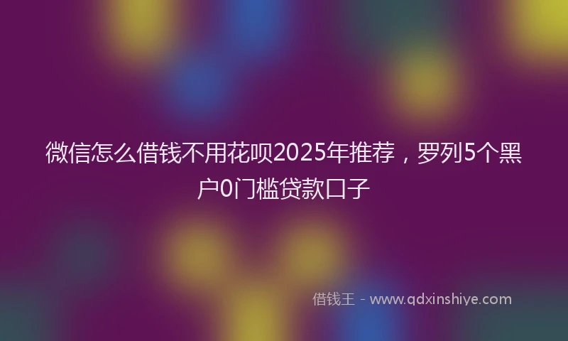 微信怎么借钱不用花呗2025年推荐，罗列5个黑户0门槛贷款口子