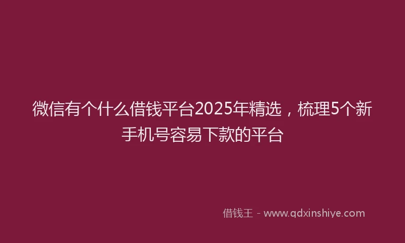 微信有个什么借钱平台2025年精选，梳理5个新手机号容易下款的平台