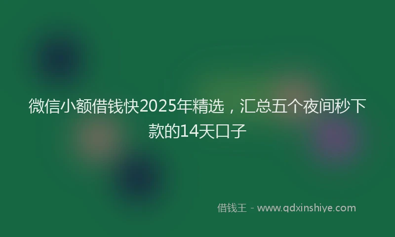微信小额借钱快2025年精选，汇总五个夜间秒下款的14天口子