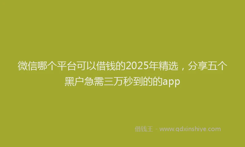 微信哪个平台可以借钱的2025年精选，分享五个黑户急需三万秒到的的app