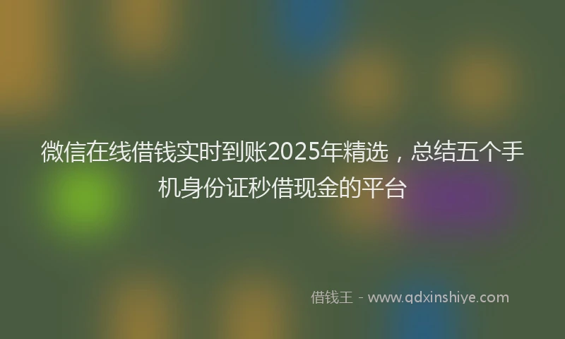 微信在线借钱实时到账2025年精选，总结五个手机身份证秒借现金的平台