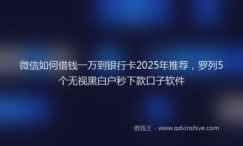 微信如何借钱一万到银行卡2025年推荐，罗列5个无视黑白户秒下款口子软件